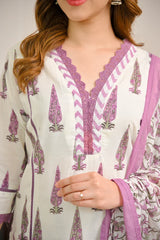 Orchid bloom cotton suit sleeve and fabric texture close-up
