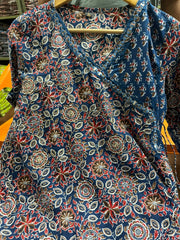 Cotton angrakha style kurta set with mirror embroidery A-line silhouette women ethnic wear