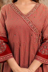 Women dhabu cotton kurta set embroidered A-line festive ethnic wear 3 piece India Resshaa