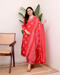 Women traditional floral print kurta set Raksha Bandhan temple visit ethnic wear India Resshaa