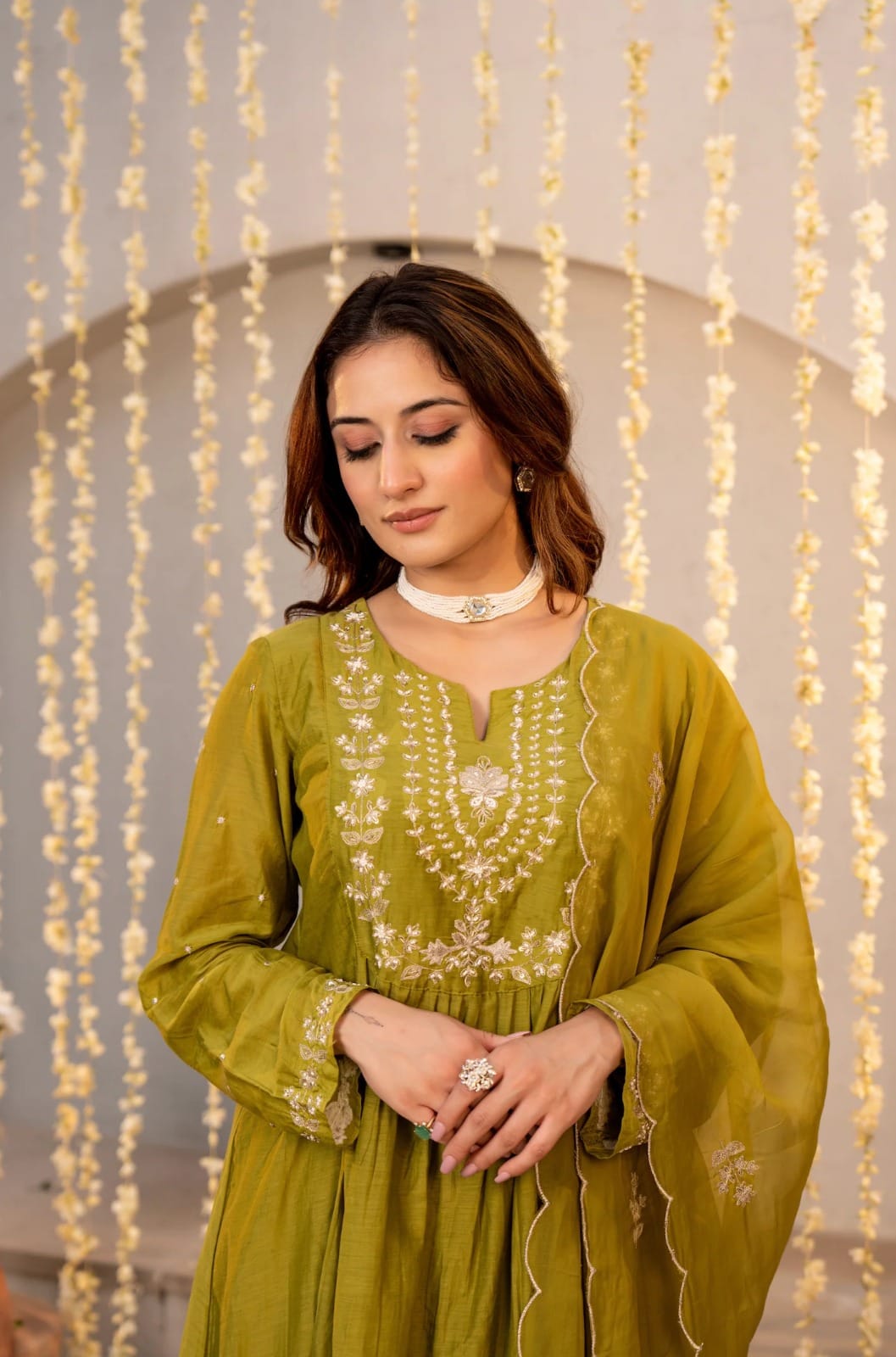 Resshaa Chanderi silk sequence cording embroidery kurta set women Jaipur premium ethnic wear