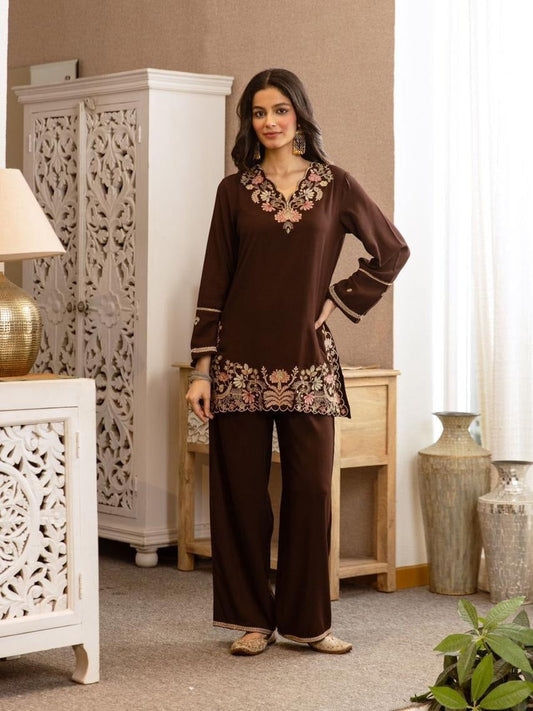 Women cotton coord set with heavy embroidery casual ethnic wear by Resshaa Jaipur buy online