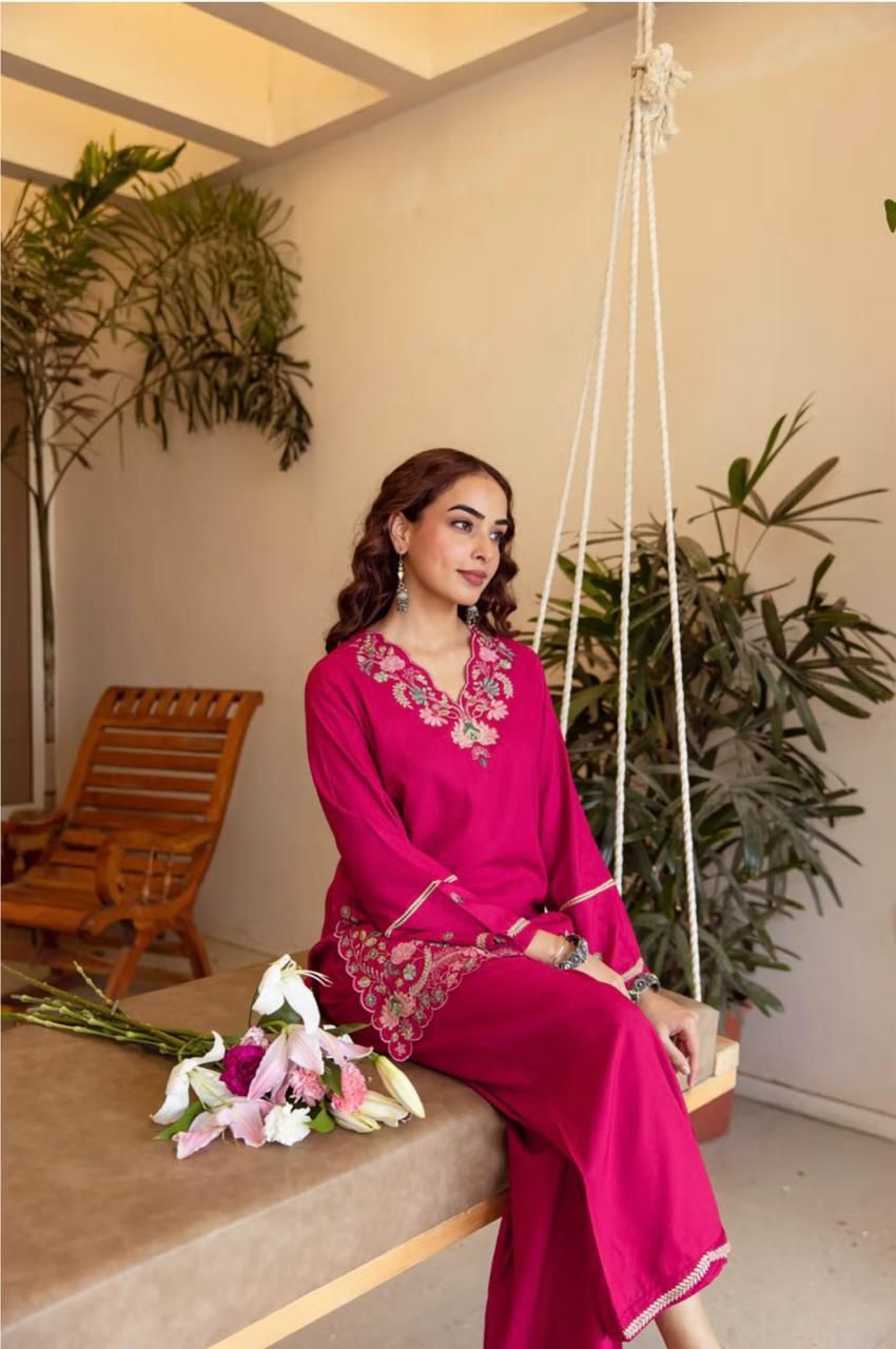 Cotton 60x60 embroidery coord set women daily wear casual ethnic Jaipur collection Resshaa