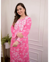 Beautiful Pure Mul Cotton Chikankari Kurti-Pant Set
