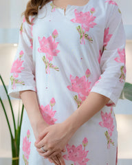 Rose pink premium cotton 3-piece suit set styled for women - Resshaa