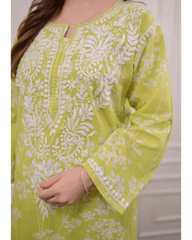 Beautiful Pure Mul Cotton Chikankari Kurti-Pant Set