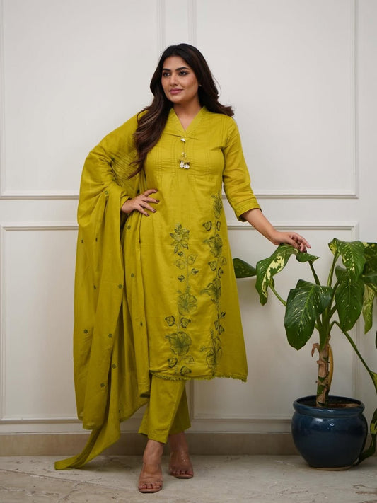 Pure cotton moti work suit set for women in hand embroidered 3-piece ethnic wear by Resshaa Jaipur