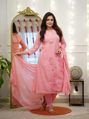 Cotton lace latkan suit set for women festive ethnic wear 3 piece with dupatta by Resshaa Jaipur