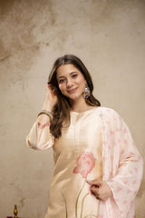Premium Assam silk kurta set with organza dupatta women festive party wear Jaipur collection