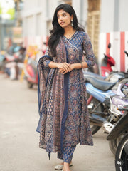 Mirror work angrakha A-line suit set for women with side dori cotton ethnic wear Resshaa Jaipur