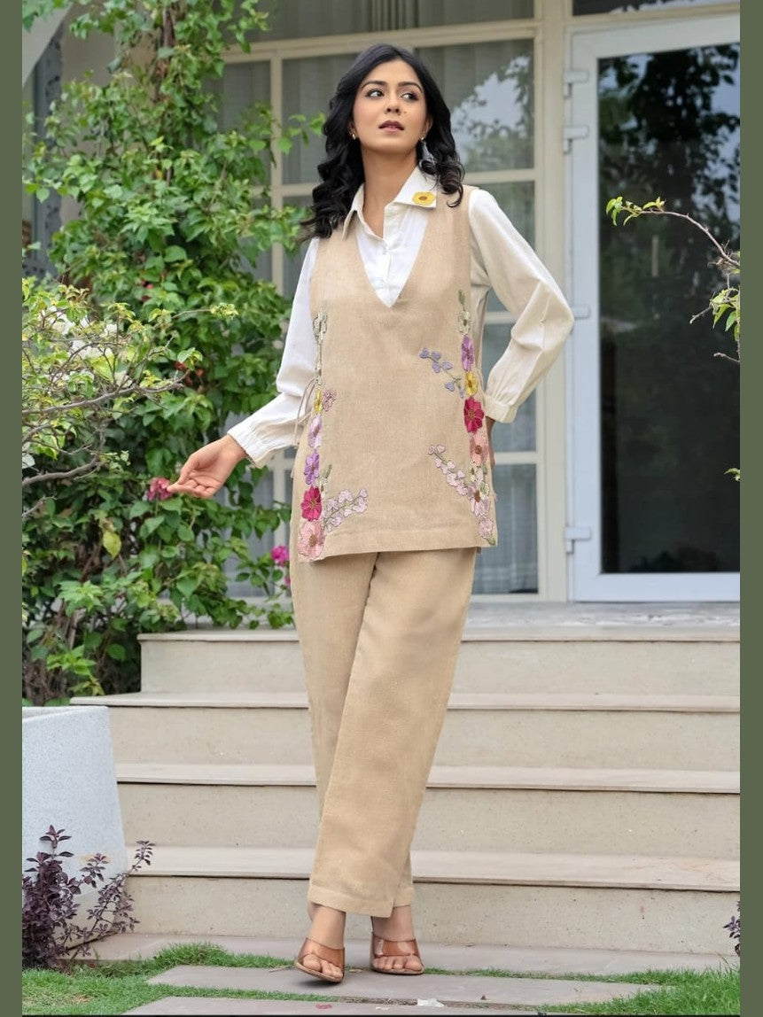 Premium cotton shirt and pant coord set for women office to vacation wear by Resshaa Jaipur