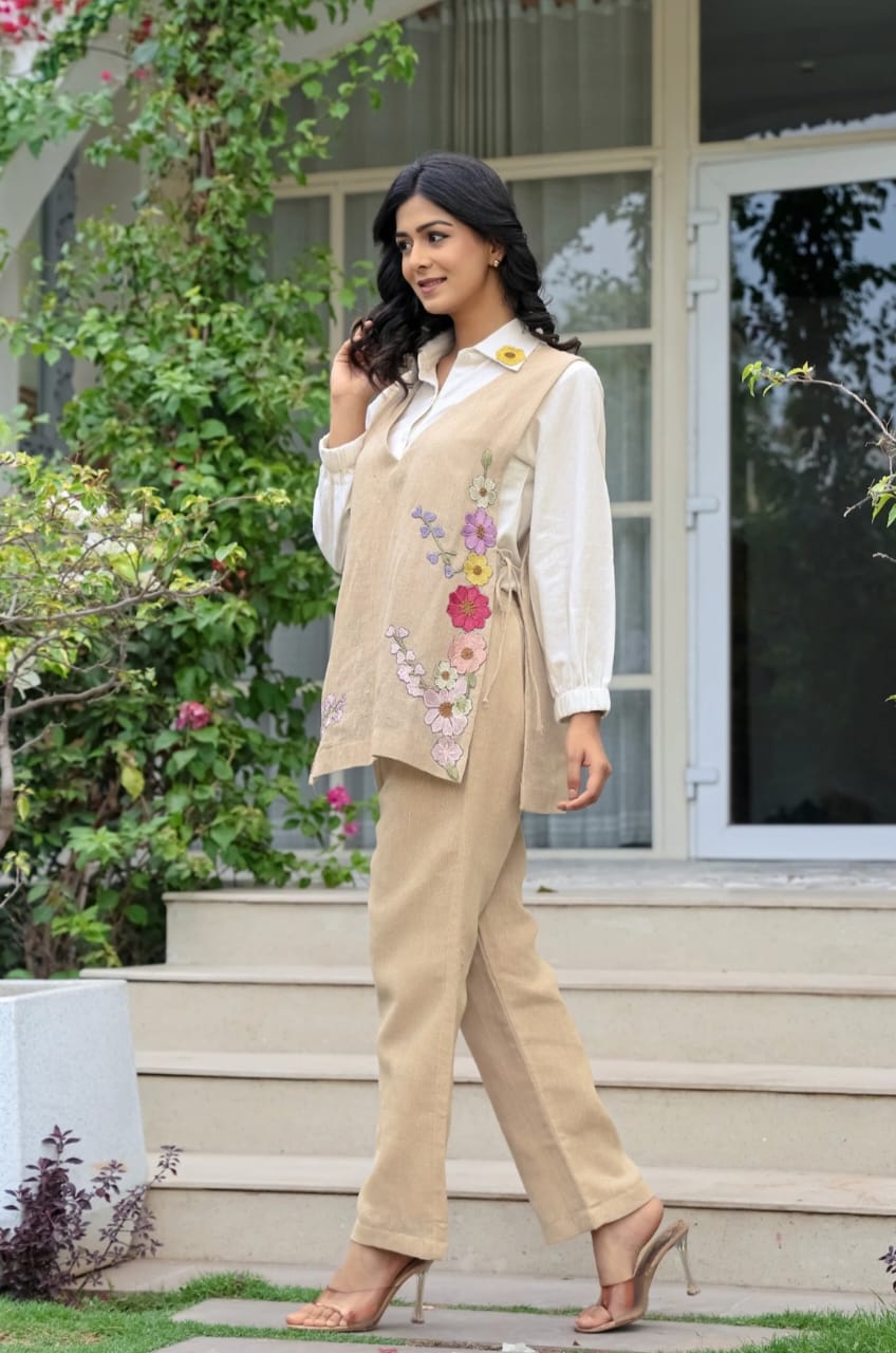 Resshaa women cotton coord set office casual vacation 2 piece shirt pant ethnic wear