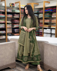 Cotton anarkali kurta pant dupatta set women flared festive traditional ethnic buy online