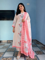 Women premium dhabu cotton embroidered suit set A-line Jaipur collection buy online