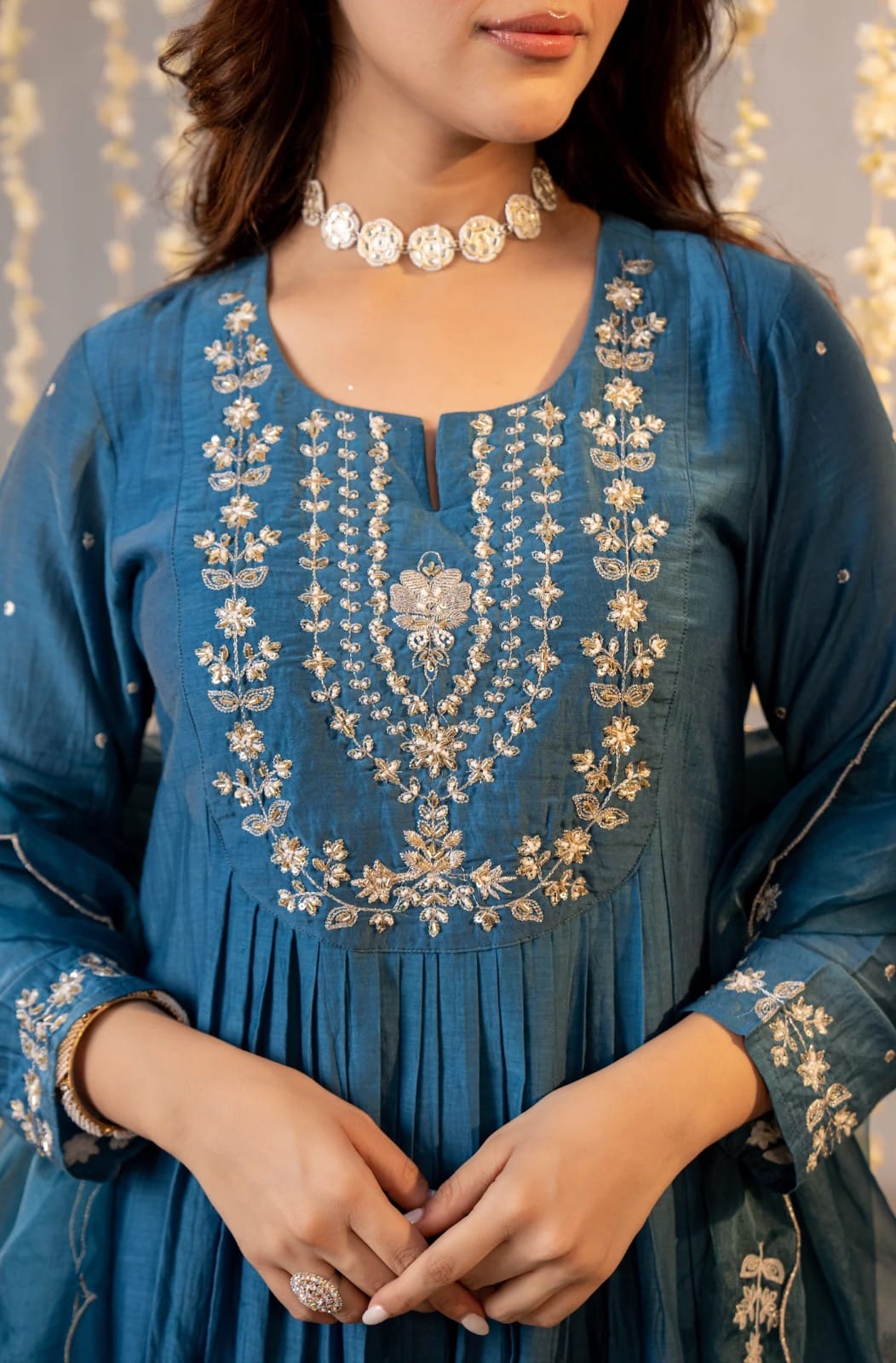 Chanderi silk kurta pant dupatta party wear women Eid anniversary festive occasion buy online