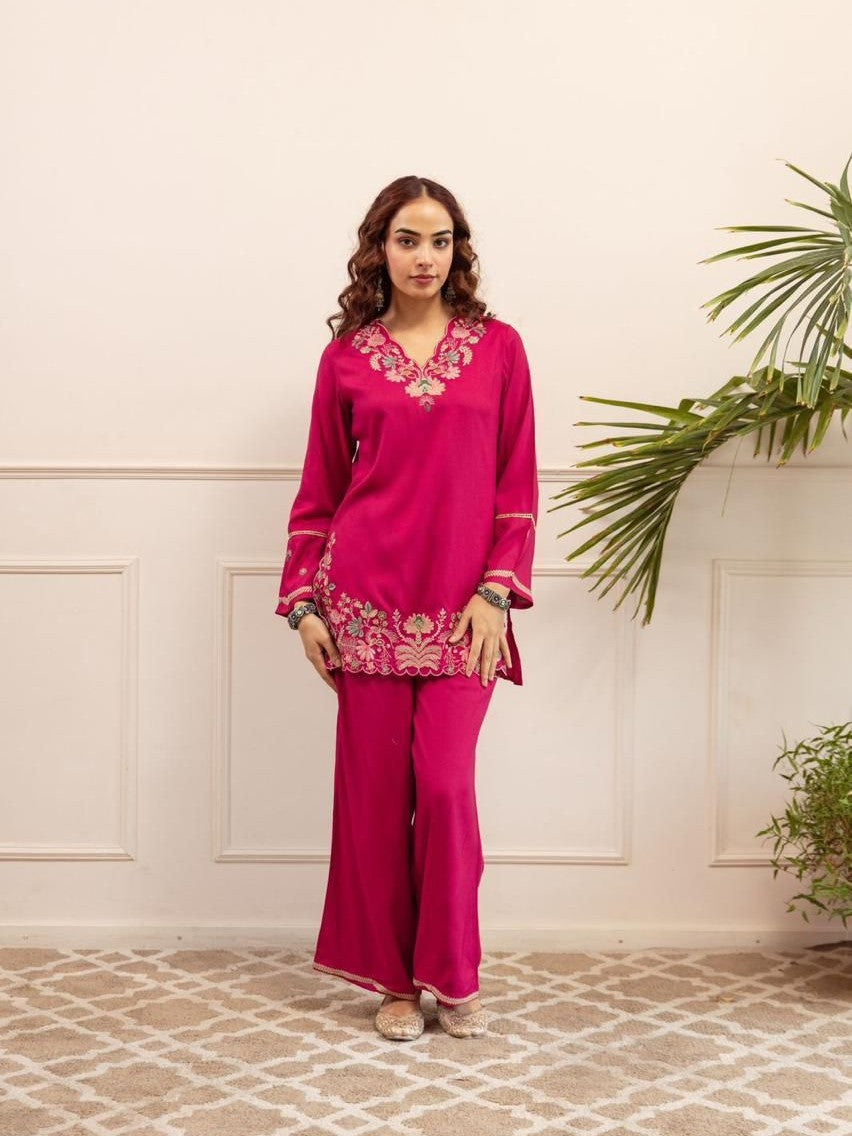 Pure cotton embroidery work coord set for women daily wear by Resshaa Jaipur buy online India
