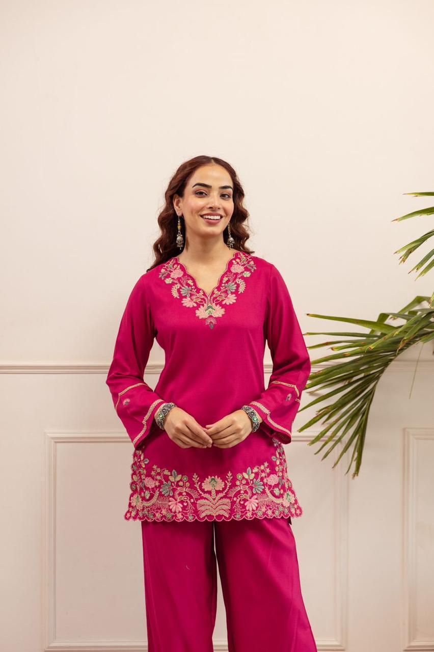 Women cotton embroidered coord set daily casual ethnic 2 piece buy online Resshaa India
