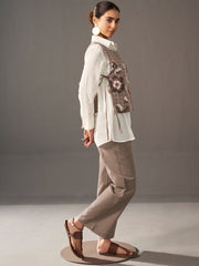 Cotton Embroidered Tunic with Trousers & Waistcoat