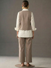 Cotton Embroidered Tunic with Trousers & Waistcoat
