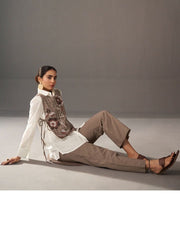 Cotton Embroidered Tunic with Trousers & Waistcoat
