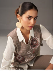 Cotton Embroidered Tunic with Trousers & Waistcoat